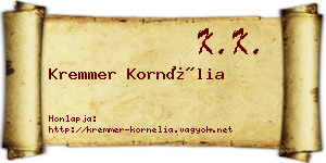Kremmer Kornélia névjegykártya